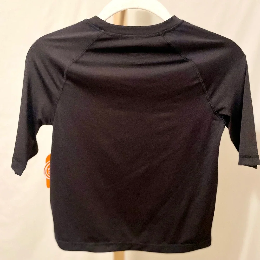Wonder Nation Kids Black Rash Guard Swim Shirt Palm Tree Graphic Size M 8‎ NWT